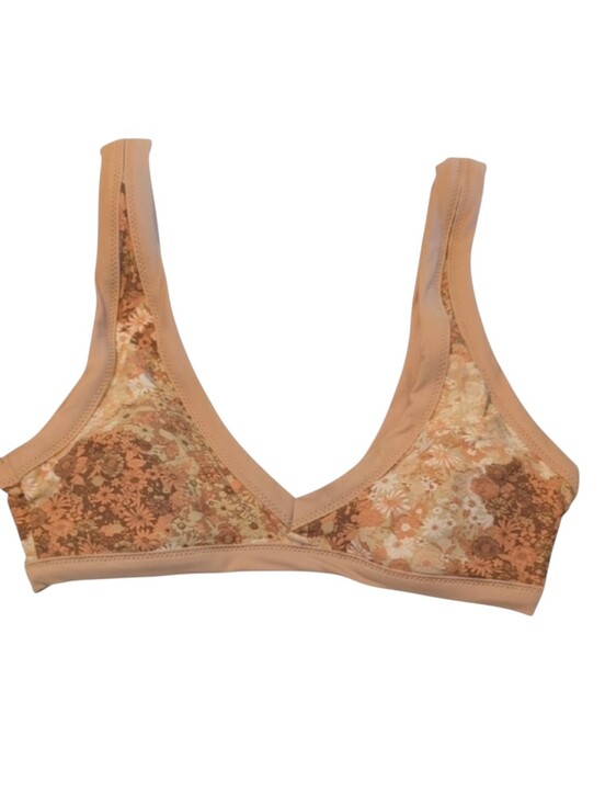 aerie Other - Aerie Scoop Bikini Top Cream and Brown Floral NWOT
